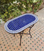 Customized crafts oval blue and white mid century zellije mosaic table