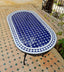 Customized crafts oval blue and white mid century zellije mosaic table