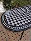 Black and white mid century zellije oval mosaic table