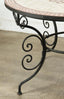 Moroccan outdoor round mosaic tile dining table on iron base