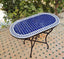 Customized crafts oval blue and white mid century zellije mosaic table