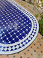 Customized crafts oval blue and white mid century zellije mosaic table