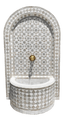 Beige White Moroccan Arch Tile Fountain